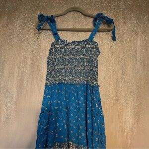 Blue Paisley Tie-Shoulder Sundress